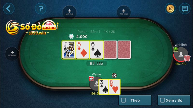 3 lá bài chung đầu tiên trong vòng cược Poker